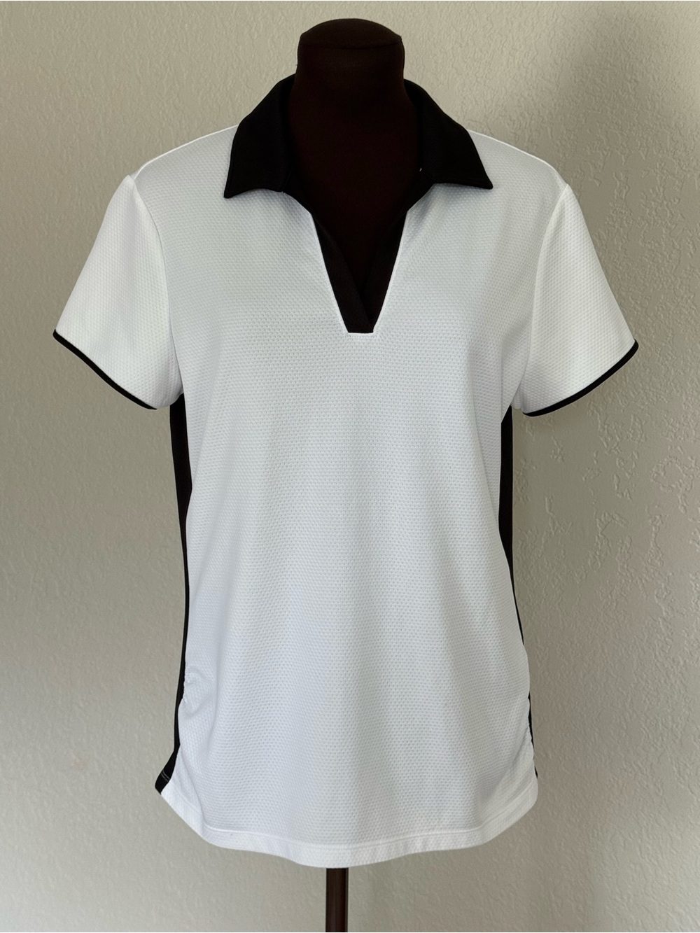 Ruby Rd. Women’s White & Black Textured Polo Top Size S